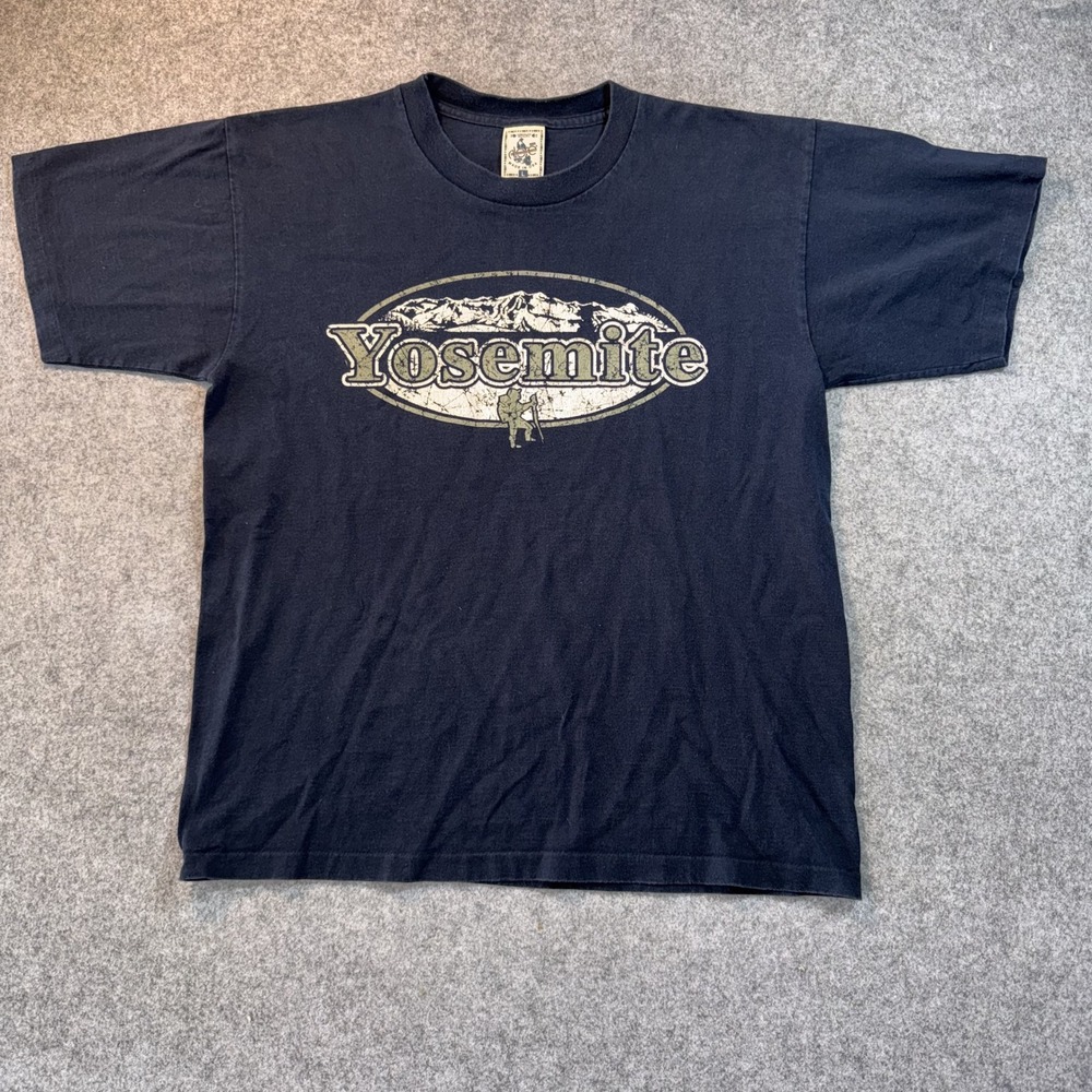 Alore Yosemite National Park Graphic Tee Large Navy Blue Made in USA Cotton